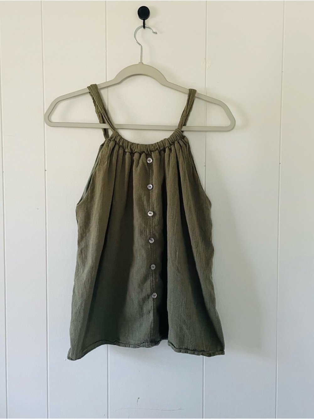 Listicle Olive Green Button-Front Tank Top
